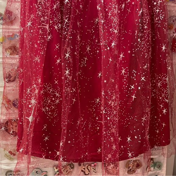 Unique Vintage Burgundy Velvet & Tulle Silver Stars Marceline Swing Dress - Picture 8 of 12